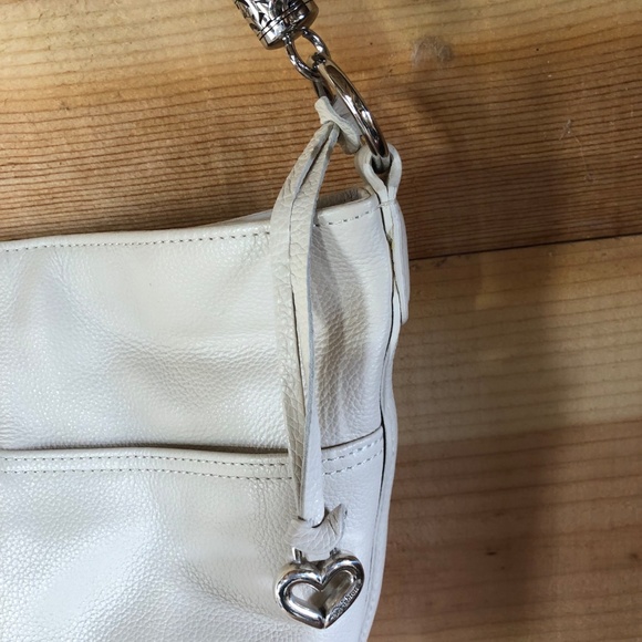 Vintage Brighton Barbados Classic Cream Leather Handbag Purse with Braided Strap - Picture 3 of 11